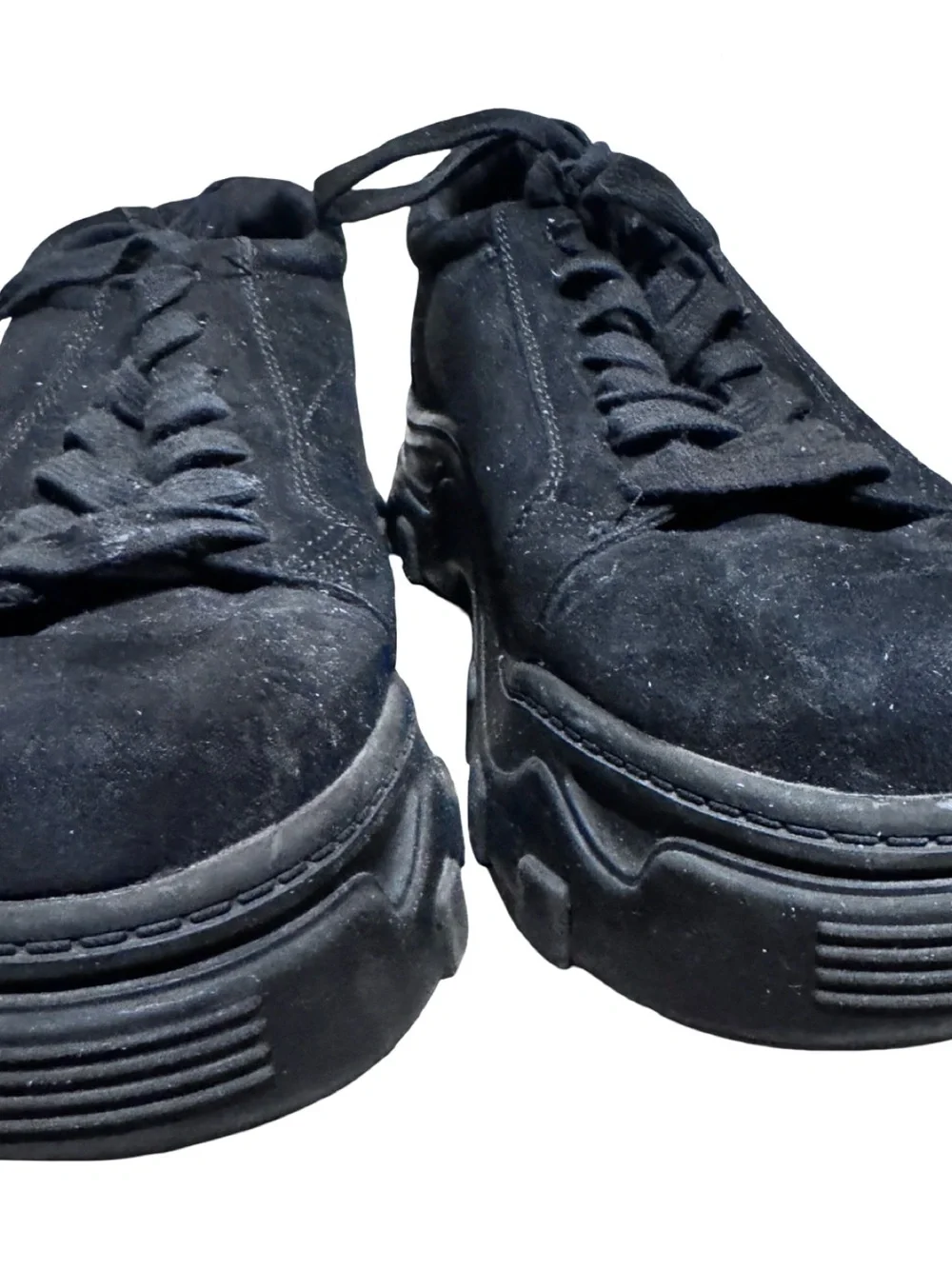 Zara Black Suede Platform Lace-Up Sneakers